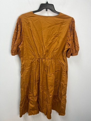 AVA & VIV Dark Orange V-Neck Short Sleeve Knee Length Dress Women's Sz 2X - Picture 3 of 6