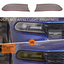 Blackened Front Headlight Lamp Decor Cover Trim For Dodge Charger 15+Accessories