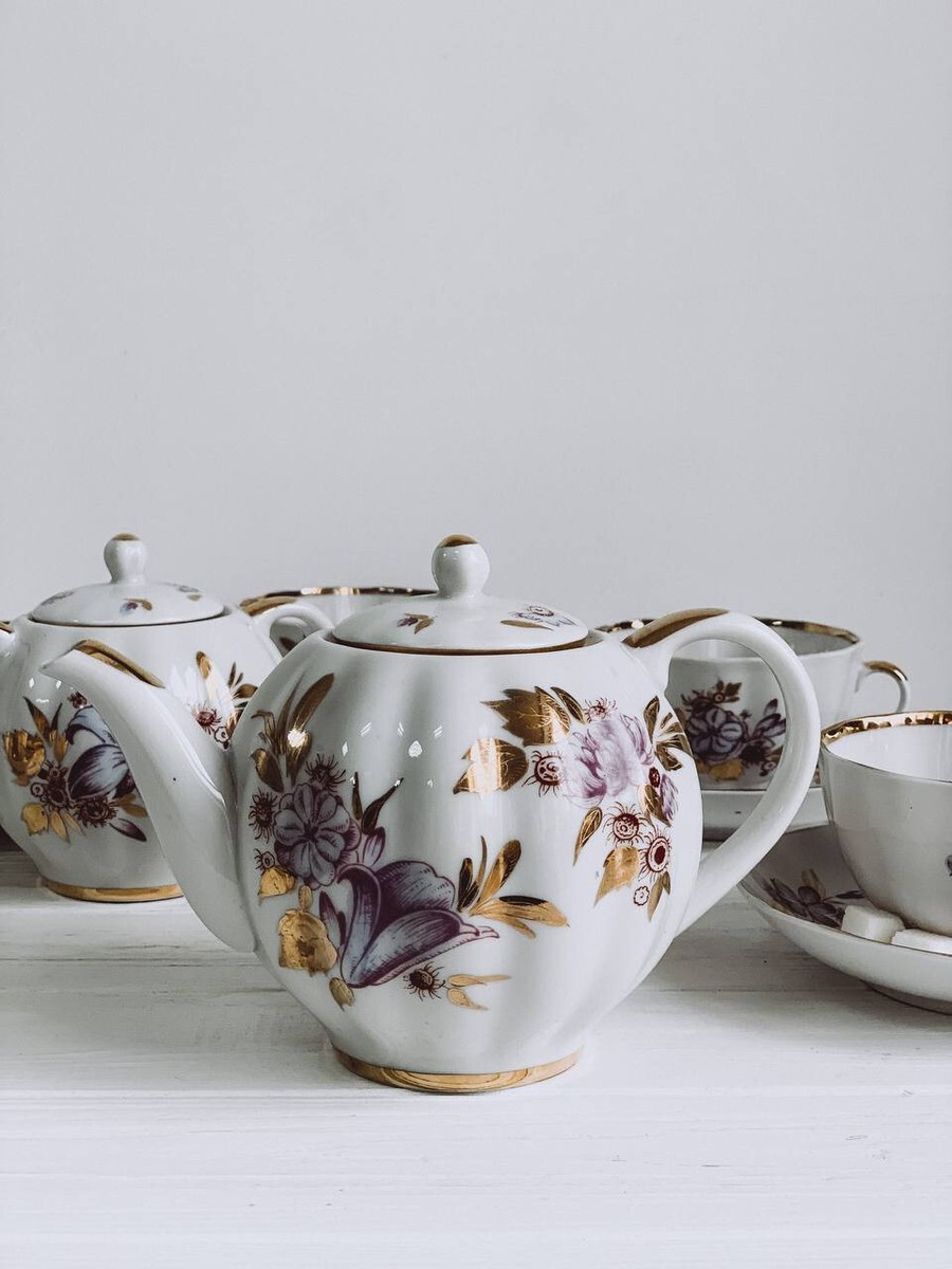 LFZ Lomonosov Porcelain Tea Set for 6 persons Vintage Soviet