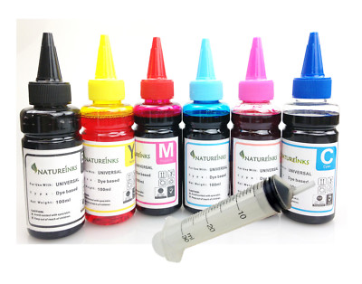 600ml Universal Refill Ink dye Bottles CISS Refillable Cartridge + 6 x ...