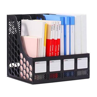 Magazine File Holder with 4 Compartment Plastic Desktop File