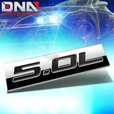 ALUMINUM STICK ON POLISHED CHROME BLACK 5.0L 5.0 L DECAL EMBLEM TRIM BADGE LOGO