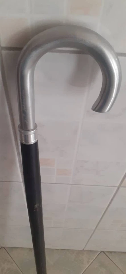 Sterling Silver Crook Handle Walking Stick Georgian Era Black Wooden Cane Gifts - Image 2 of 4