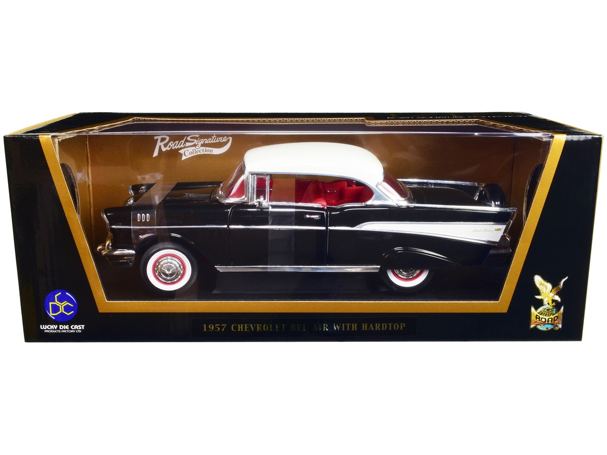1957 Chevrolet Bel Air Hardtop Black/White Red Interior 1/18