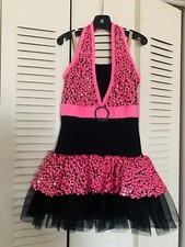 NEW A Wish Come True Amazing Girl  s Dance costume Bright Pink/Black size 11-12