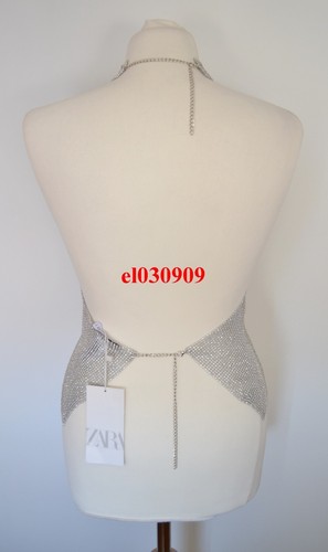 ZARA NEW WOMAN SEMI-SHEER JEWELLED TOP SILVER ONE SIZE M REF. 7901/465 - Picture 5 of 13