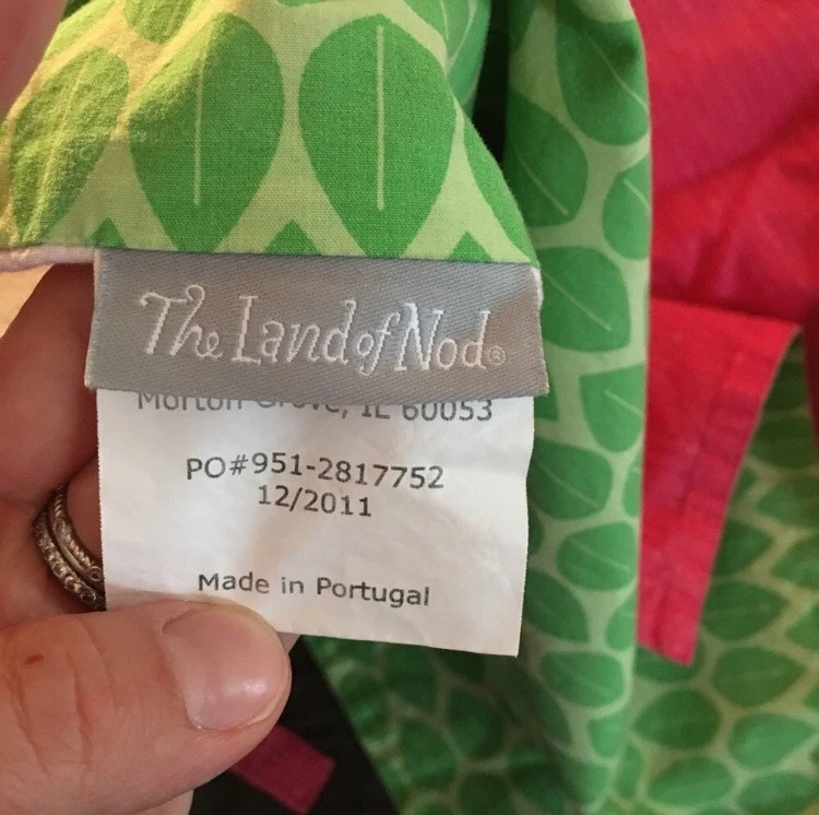 Reversible Crib Skirt, Pink, Green, Land Of Nod Foto 4 de 4