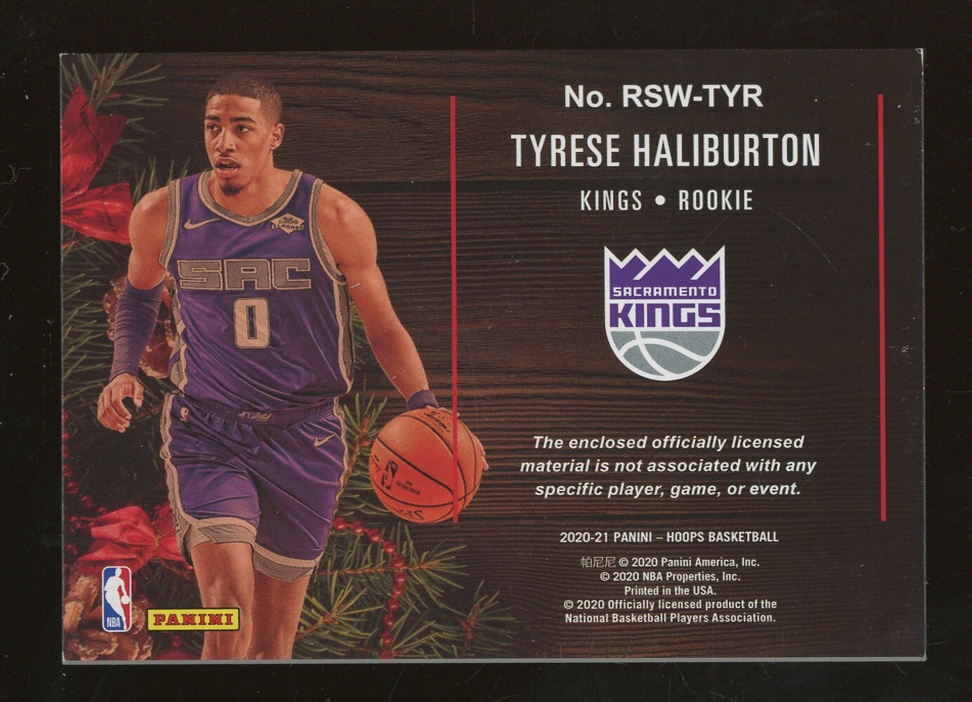 202021 Panini Hoops Tyrese Haliburton Kings RC Rookie Sweater Patch eBay