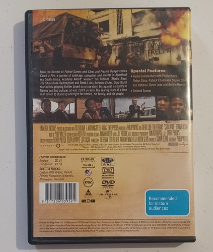 Catch A Fire (2006) DVD R4 VGC Tim Robbins, Derek Luke, Bonnie Henna Free Post - Picture 4 of 7