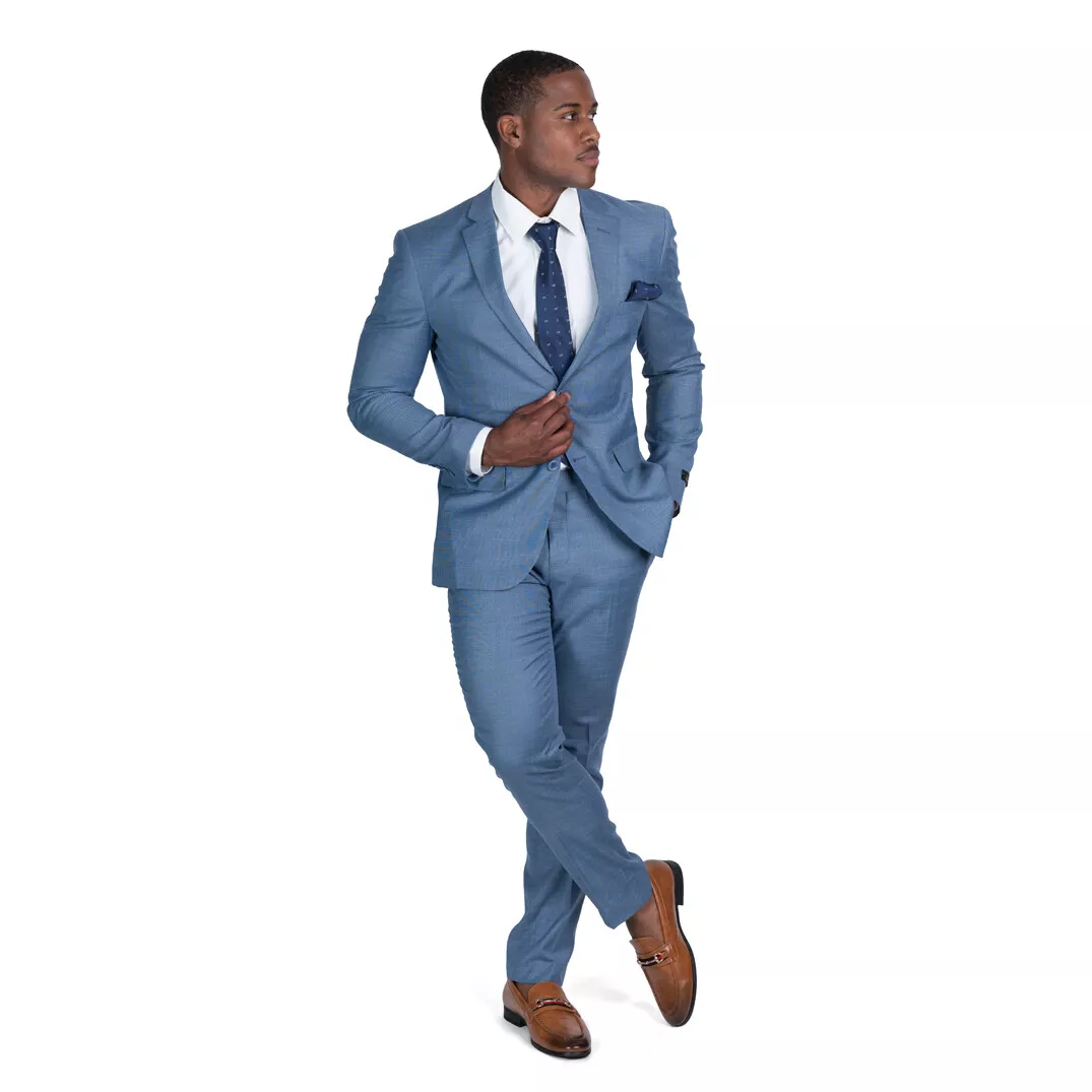 Skinny Light Blue Suit Pants