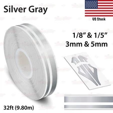 1/8" & 1/5" PIN STRIPE Car Model Truck Twin Line TAPE Vinyl Sticker SILVER GRAY