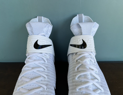 Nike Alpha Menace Elite 2 Flyknit White Football Cleats Men's Sz 12.5 AO3374-101 - Picture 8 of 12