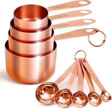 AGRUS Copper Measuring Cups & Spoons Set of 9 – Stainless Steel, Stackable
