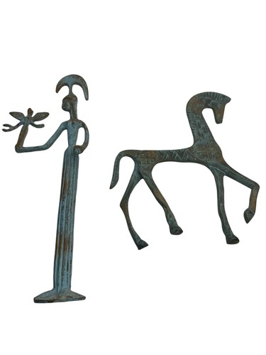 Sculture in bronzo mitologia greca Atena Dei della Sapienza e il suo cavallo - Foto 3 di 14