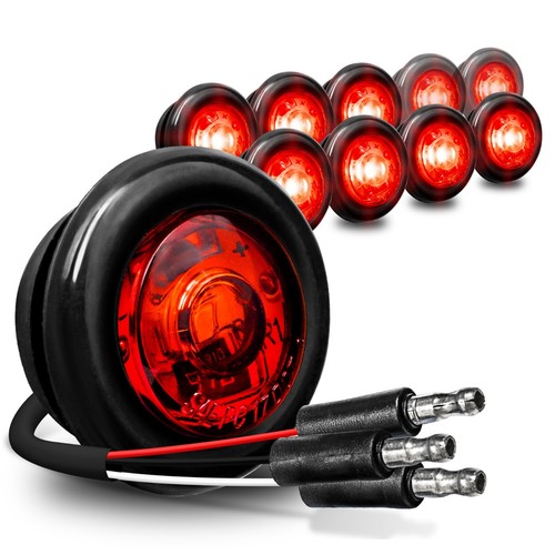 10pc 3/4" Round Red LED TBT Trailer Bullet Clearance Side Marker Light DOT P2PC - 第 1/8 張圖片