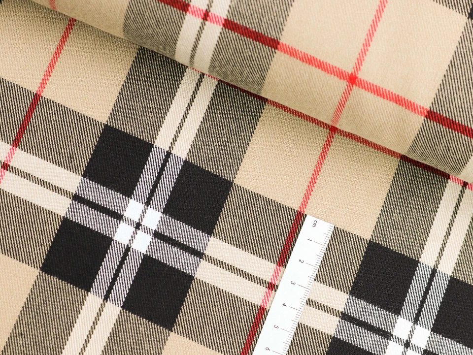 SCHOTTENKARO Karo Stoff Tartan Glencheck Hosenstoff Schwarz Camel EUR 13,98/m - Bild 2 von 2