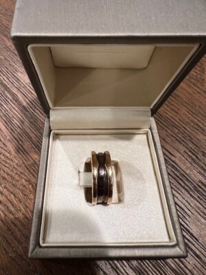 Bvlgari B.Zero1 18k Rose Gold and Cermet 2-Band Ring | eBay
