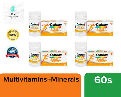4 BOXES 60s New Centrum Energy B-Vitamins and Minerals + Vitamin C & E