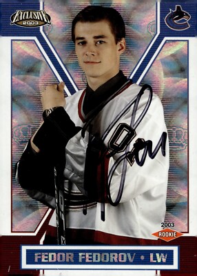 Fedor Fedorov - Signed 2002-03 Pacific Exclusive Rookie Card #191