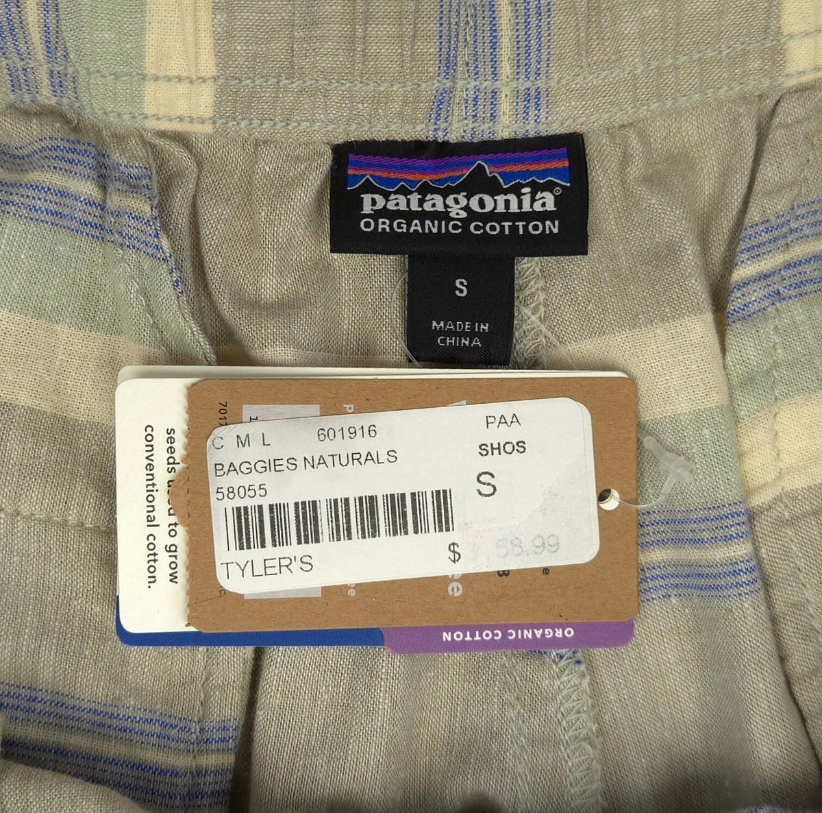 Patagonia Men's S Striped Hemp / Organic Cotton Baggies