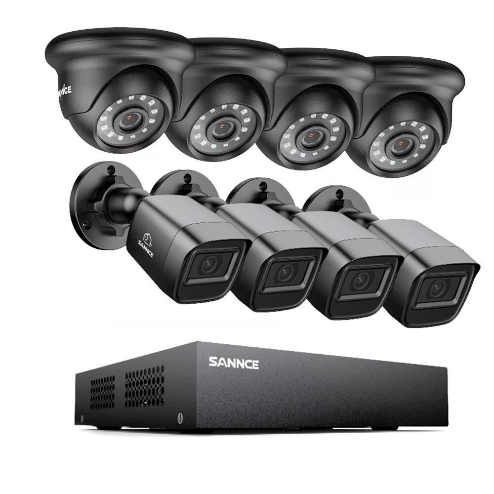 SANNCE 5IN1 8CH DVR 1080P Security Camera System CCTV Outdoor Night Vision  AI