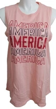*NWT* Isaac Morris Junior Size XXL AMERICA Repeat Graphic Tank Top Coral #17y33