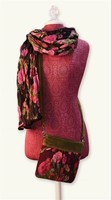 Victorian Trading Co Cabbage Rose Pink & Brown Cotton Scarf 63 on sale Victorian Trading Co Cabbage Rose Pink & Brown Cotton Scarf 63 on sale