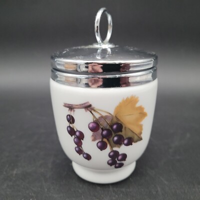 Evesham Vale Grape & Peach Fruit Royal Worcester Porcelain China Egg Coddler 4''