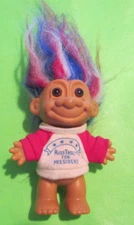 VINTAGE RUSS TROLL FOR PRESIDENT RED WHITE BLUE HAIR 5 INCHES TALL TOY