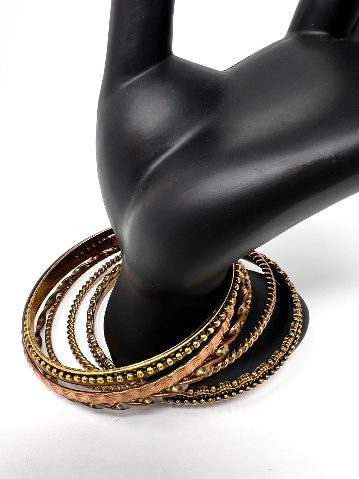 7-Pc Mixed Metal Bangle Bracelet Set – Gold & Cop… - image 2