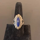 Vintage Native American Blue Lapis Sterling SIlver Signed Ring size 9