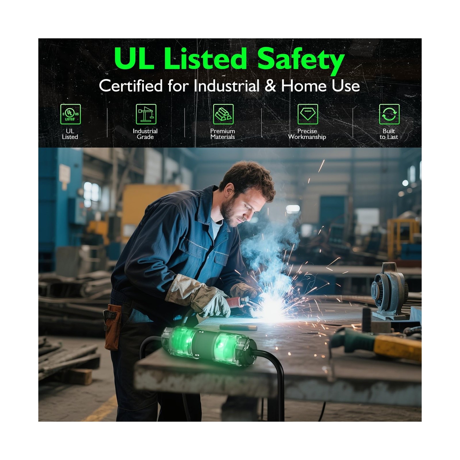 5 Set Lighted Extension Cord Ends, 15A 125V Extension Cord Replacement Ends 3...