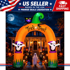 10FT Halloween Inflatable Archway with 7 LEDs, Black Cat  Ghosts Yard Decor