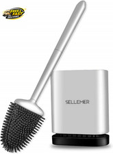 Toilet Brush and Holder Set - Flexible Toilet Bowl Brush Head with Silicone ,