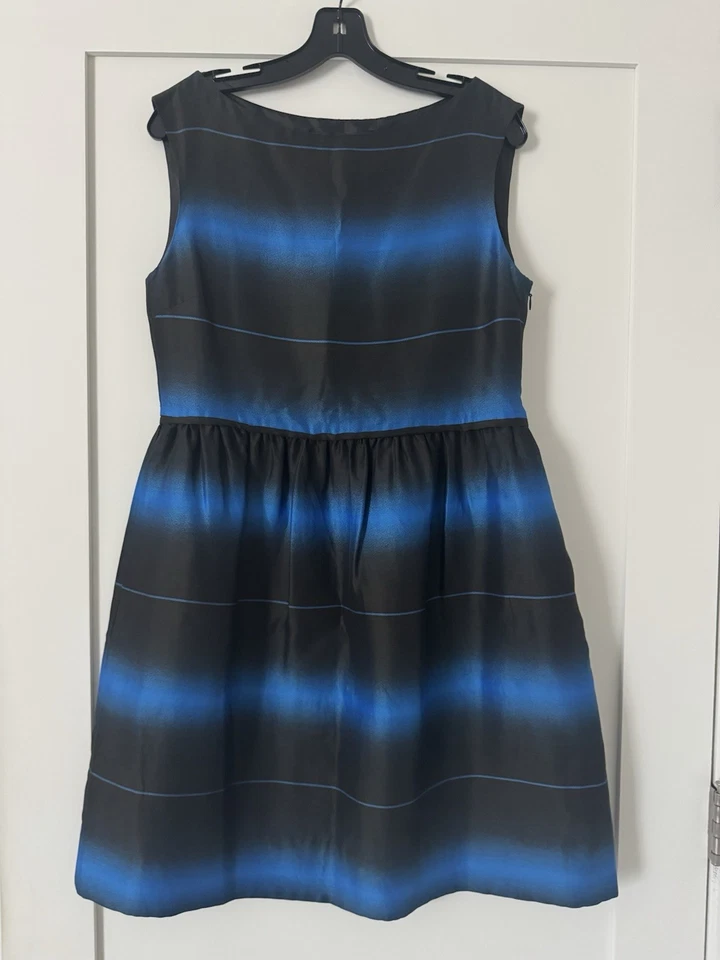Vestido Marc Jacobs Lida Ombre Rayas Azul Aster Talla 10 Algodón Seda Nuevo con Etiquetas Foto 3 de 4