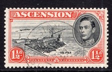 ASCENSION 1938-53 KGVI DEFINITIVE 1½D WITH DAVIT FLAW VARIETY VERY FINE CDS USED