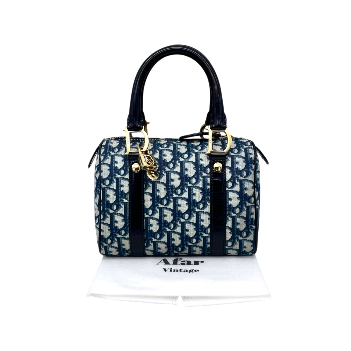 Auth CHRISTIAN DIOR 2002 Trotter PVC Mini Boston Hand Bag 20 cm