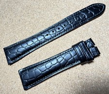 Hirsch Crocodile Leather Watch Strap 20mm Genuine BLACK