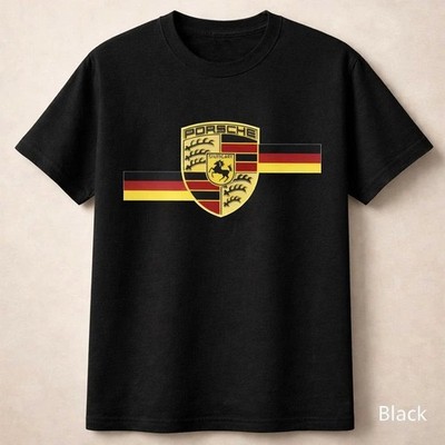 Vintage Logo Racing Sport Car Trendy Porsche Stuttgart Graphic Cotton Unisex Tee