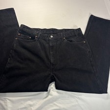 Levis 505 USA Made Black Jeans Mens 38x31 Straight Leg Relaxed Fit Denim Vintage
