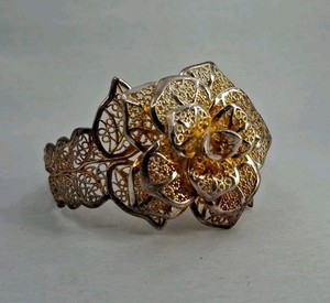 Authentic The Alexis Cuff LARGE Gold Plated Adjustable Rose Cuff