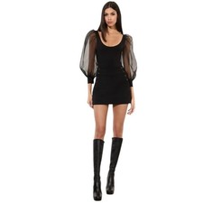 ALICE + OLIVIA | Abella Puff Sleeve Bodycon Knit Dress | XS