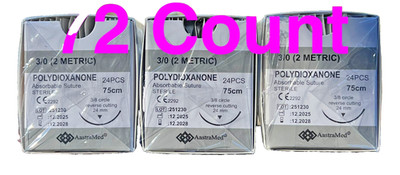 PDS PDO 3/0 Veterinary Surgical Suture 72ct Dental Medical Polydioxanone 3 boxes