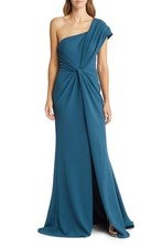 Tadashi Shoji Knotted One-Shoulder Evening Gown-Size Medium- LK 1184 A