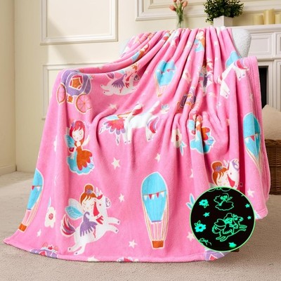 Joiedomi Decke Kuscheldecke Leuchtet im Dunkeln   Lila Einhorn-Geschenk für