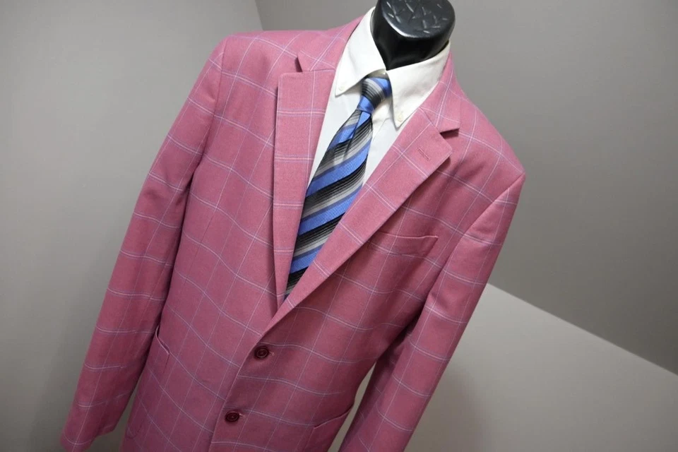 Nautica Windowpane Plaid Performance Blend Blazer Sports Jacket Mens Sz 46 L - Image 4 of 4