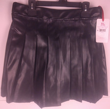 Justice Girls Black Pleated Pleather Skirt With Attached Shorts Size XL - New