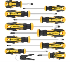 Amartisan 10pc Magnetic Screwdriver Set Phillips & Slotted Cushion Grip Tools