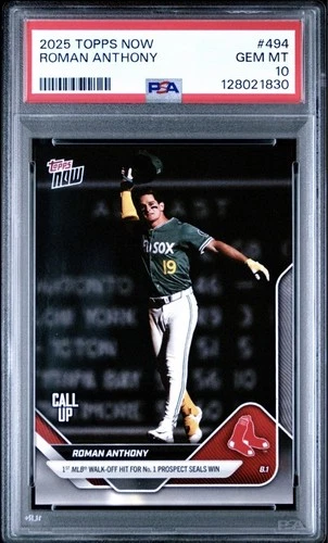 2025 Topps Now Roman Anthony #494 RC CALL-UP 1st Walk-Off Hit Win PSA 10 GEM MT