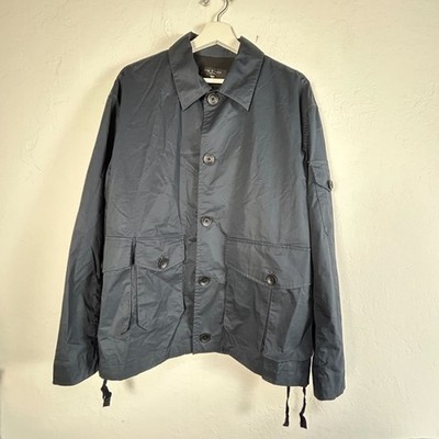 Rag & Bone Men's Cade Utility Jacket Medium Navy Stretch Button Front Pockets